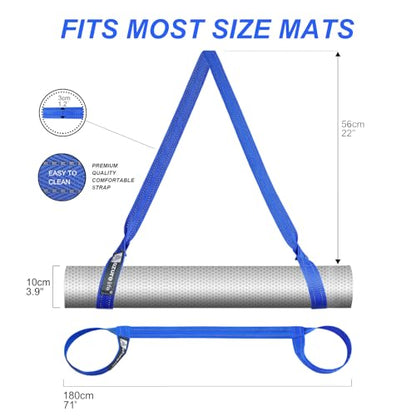 A AZURELIFE [MAT NOT Included] Yoga Mat Sling, Yoga Mat Straps for Carrying, Easy-Cinch Yoga Mat Holder Strap - color: #1-blue
