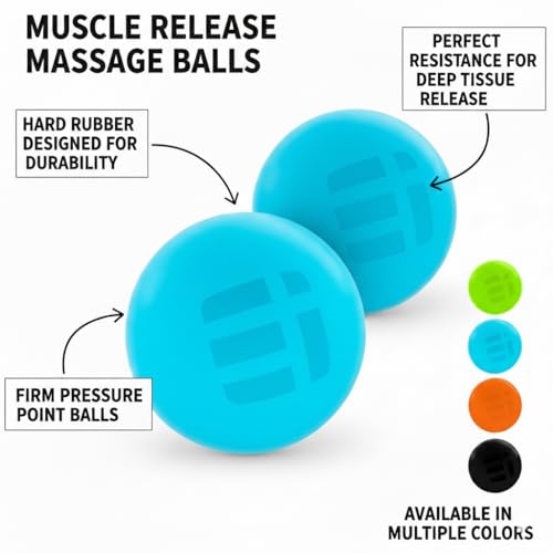Massage Lacrosse Balls for Deep Tissue Relief - Trigger Point Therapy Ball Set for Plantar Fasciitis, Myofascial Release for Back, Shoulder, Foot - Massage Ball Roller - 2 Pack (Electric Blue) - color: Electric Blue