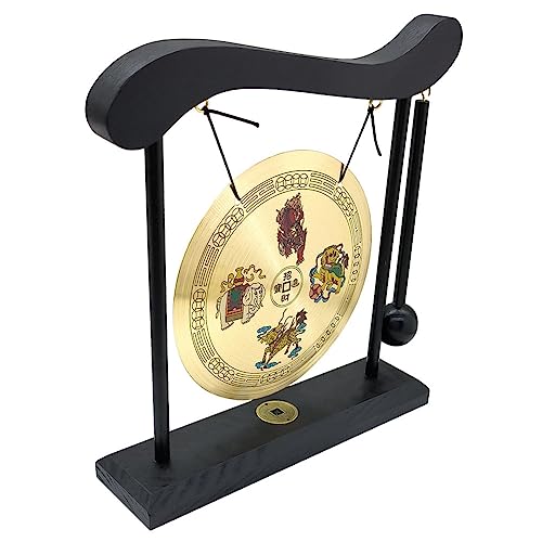 Hooshing Brass Gong Desktop Zen Art Feng Shui Decor, Four Divine Beasts - style: Four Divine Beasts