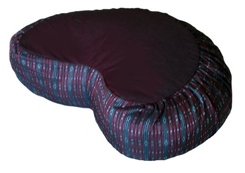 Meditation Cushion Crescent Zafu - Global Weave Burgundy - color: Burgundy
