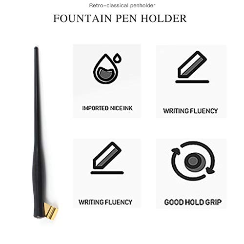 Dip Pen Holder, 2 PCS Oblique Calligraphy Pen with Multi-Fit Brass Flange, Right Handed, CR345