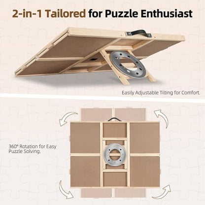 ALL4JIG 2000 Pieces 2-in-1 Tilting&Rotating Puzzle Board for Adults,Wooden Jigsaw Puzzle Table with 4 Drawers, 28.5 "x40.16 Portable Board with Lazy Susan and Cover,with a Tabletop Easel-Style Tilt - size: Large-2000pcs