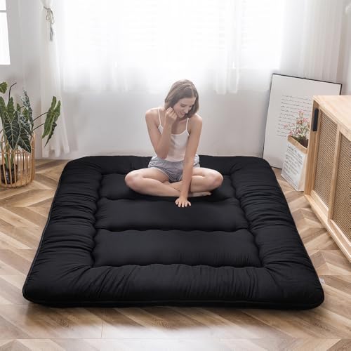 MAXYOYO Japanese Floor Mattress 4" Thick Twin Size Foldable Futon Mattress - color: Black, size: Twin