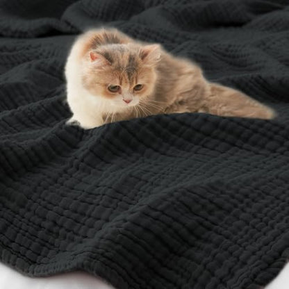 Carriediosa 100% Cotton Muslin Throw Blanket 66 x 90 Summer Gauze for Adult - color: Black, size: Twin XL