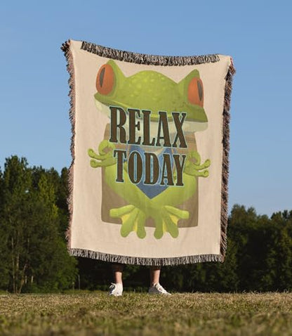 3dRose Relax Today. Popular. Frog. Yoga Woven Blanket