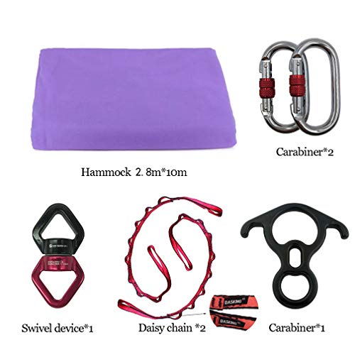 Durable Aerial Silks Starter Kit with 11-Yard Yoga Hammock & Hardware - color: Lavender
