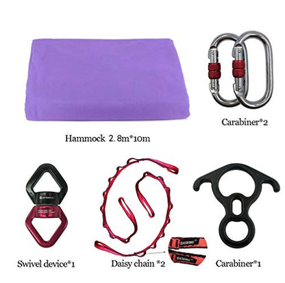 Durable Aerial Silks Starter Kit with 11-Yard Yoga Hammock & Hardware - color: Lavender