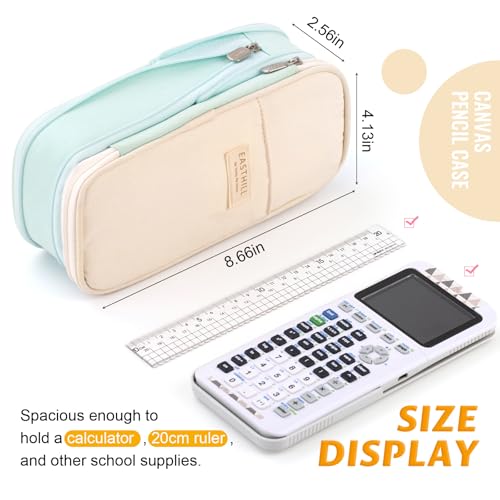 EASTHILL Big Capacity Pencil Pen Case Office College School Large Storage High Capacity Bag Pouch Holder Box Organizer Blue (Cyan) - color: Cyan