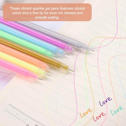MECCANIXITY 9 Pcs Metallic Vibrant Sparkle Gel Pens, Drawing Pens with Fine Point 1mm for Adult Drawing Doodling Journaling Art Supplies and DIY Crafts, Silver - color: Silver