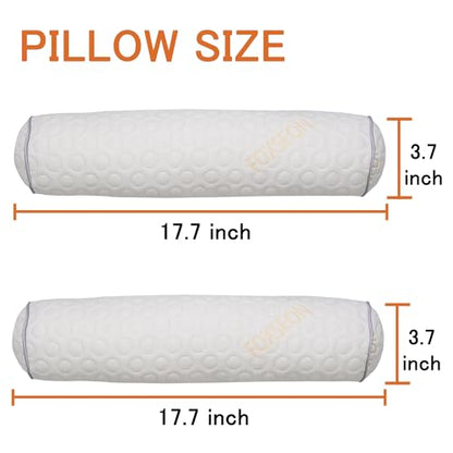 Cylindrical Pillow、 Fillable Porous Fiber Contour Neck Pillow、 (Pack of 2, White Jacquard) 18 x 4 inches、Bolster Pillow for Bed、Legs, Back and Yoga (18x4)