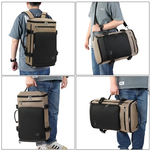 Kalesi Gym Duffle Bag Backpack 4-Way Waterproof with Shoes Compartment for travel Sport Hiking laptop - color: Business-khaki