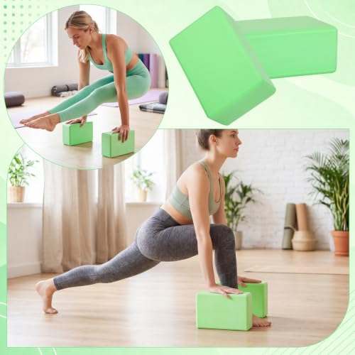 Wettarn 6 Pack Yoga Blocks 9 x 6 x 4 Inch EVA Foam, Lightweight | Non Slip, Yoga Props Accessories for Pilates, Stretching and Meditation - color: Green