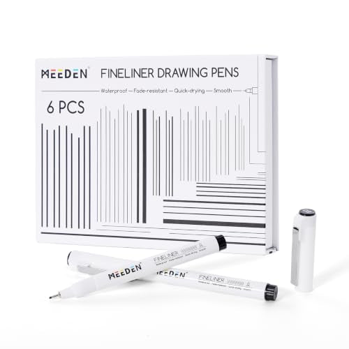 MEEDEN Micro Fineliner Drawing Pens: Fine Liner Pen 6 Pack, 0.8mm Black Waterproof Archival Ink for Bold Outlining, Comic Panels, Lettering, Manga, Illustration and Line Contrast - Needle Nip - style: 0.8mm Needle Nib