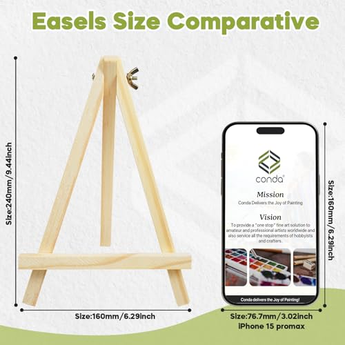Conda 26 Pack 9 Inch Mini Wooden Display Easels, A-Shaped Mini Easel Stand for Small Painting, Painting Party Easel for DIY Crafts, Photos, Gift, Decoration - style: 26 Pcs