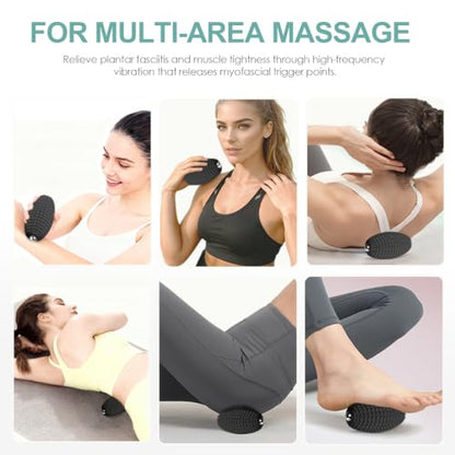 Vibrating Massage Ball with Rolling Head for Plantar Fasciitis - color: Black