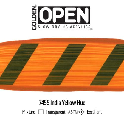 GOLDEN OPEN Slow-Drying Acrylics, India Yellow Hue, 5 fl oz. tube, Professional Acrylic Paint, Transparent - color: India Yellow Hue, size: 5 Fl Oz (Pack of 1)