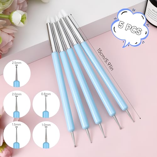 HJZHII 15 Pcs Silicone Clay Sculpting Tool, Modeling Dotting Tool | Polymer Clay Tools Dual-End Rubber Pens Modeling Dotting Tools for Painting DIY Handicraft Silicone Brush Sculpture Pottery
