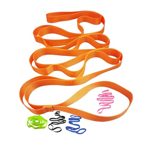 Yoga Strap Stretching Strap 10 Loops Non-Elastic Exercise Strap for Pilates, Dance Exercise Training Multi-Loop Stretching Band - color: Orange