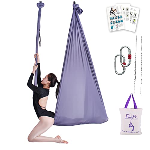 F.Life Aerial Silk Yoga Hammock & Swing for yoga Inversion,Strength training,starter hardware kit - color: Gunmetal