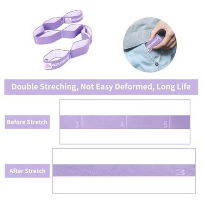 A AZURELIFE Elastic Yoga Stretching Strap, Multi-Loop Stretch Strap for Physical Therapy, Pilates, Yoga, Dance & Gymnastics Exercise and Flexible Pilates Stretch Band - color: Elastic-Purple