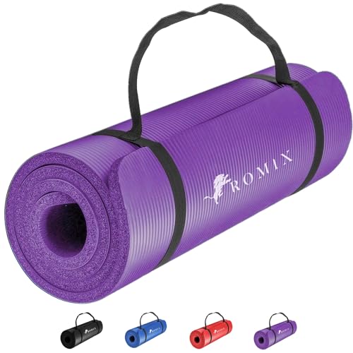 ROMIX Yoga Mat Thick 10Mm, Non-Slip Exercise Mat, 72 X 24 In, NBR - color: Purple