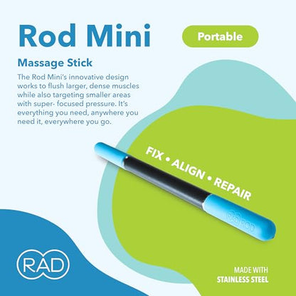 RAD Rod Mini – 16in Compact Deep Tissue Massage Roller Stick – Travel-Ready Myofascial Release Tool for Legs, Back, Neck, Arms & Shoulders – Muscle Roller for Mobility & Recovery - style: Rod Mini