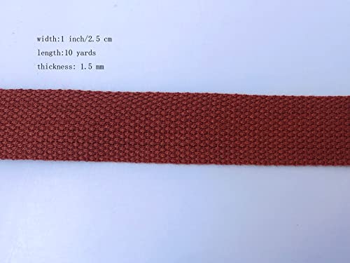 1 Inch Cotton Webbing 10 Yards Cotton Strap for Tote Canvas Bags Crafts Sewing (2040 Brown) - color: 2040 Brown