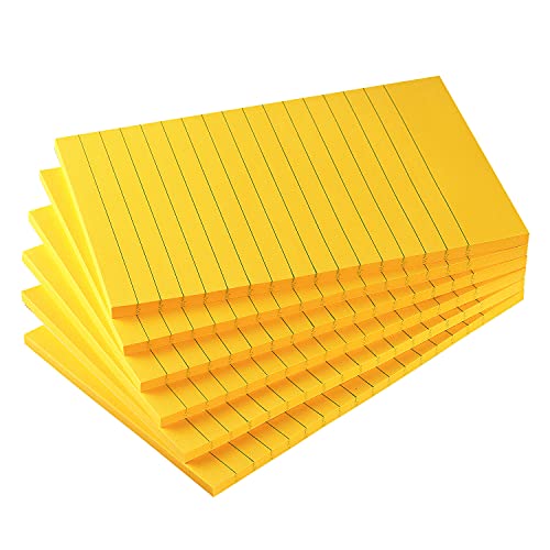Early Buy Lined Sticky Notes, 4x6 in, 6 Pads, 45 Sheets/Pad (Orange) - color: Orange