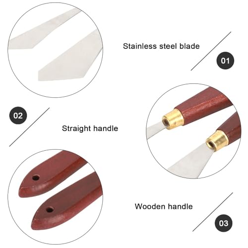 Palette Knifes Set 4 Pieces Stainless Steel Painting Knives with Wood Handles for Oil Acrylic Painting Pigment Blending Cake Decorating Art Supplies