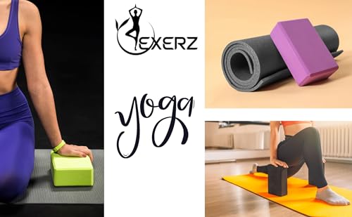 EXERZ Yoga Blocks 2 pack, Gym Blocks, Exercise Workout Fitness Bricks, Pilates Stretch Handstand Non-Slip - color: Purple
