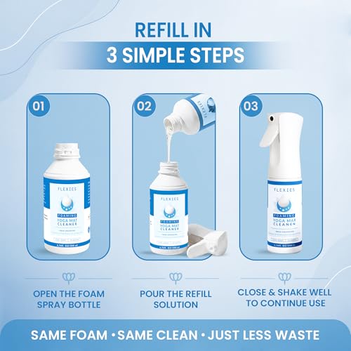 Flexies Foaming Yoga Mat Cleaner Refill Pack | Plant-Based Foaming Spray | Deep Cleans Yoga and Pilates Mats, 6.76 fl oz, Fragrance-Free - color: Refill Fragrance Free