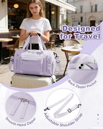 Gym Bag for Women with Shoes Compartment Travel Duffel Bag Purple - color: J3-Purple