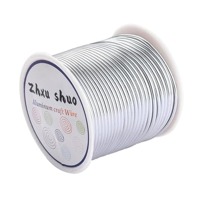 12 Gauge(2mm) Aluminum Wire 35 Yards Anodized Metal Wire for Bonsai Armature Crafting Sculpting Jewelry Craft Making Beading Floral (Silver, 12 Gauge) - color: Silver
