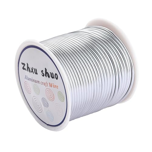 12 Gauge(2mm) Aluminum Wire 35 Yards Anodized Metal Wire for Bonsai Armature Crafting Sculpting Jewelry Craft Making Beading Floral (Silver, 12 Gauge) - color: Silver