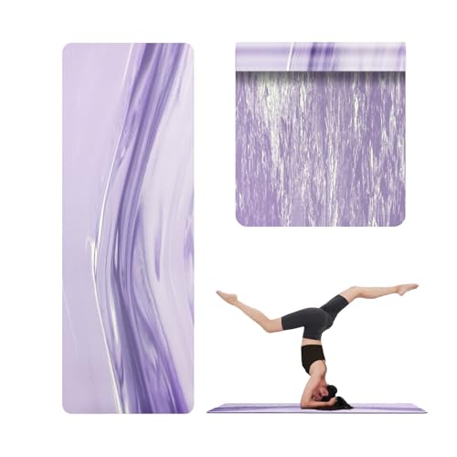 Natural Rubber Yoga Mat, Matte PU Material Extra Thick Yoga Mat Non Slip, Eco Friendly Fitness Exercise Mat for Women Men Kids, Workout, Yoga, Pilates and Floor Exercise - color: Purple