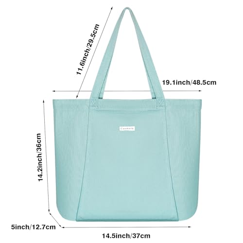 Yoga Mat Bag for Women, Pure Cotton Canvas Yoga Tote with Wet/Dry Pocket, Bottle Holder & Inner Zipper Pocket, Yoga Mat Carrier Bag for Pilates, Gym, Travel, Beach - color: Mint