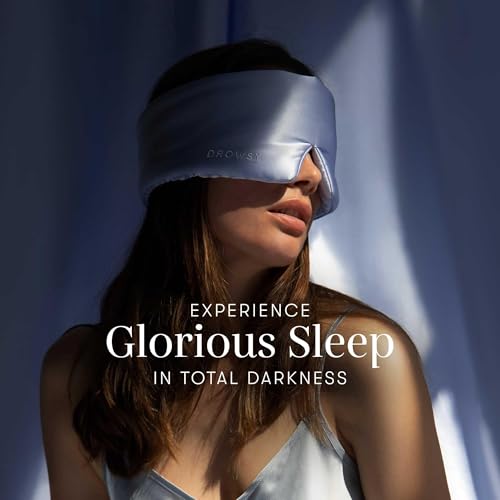 DROWSY Silk Sleep Mask - Face-Hugging, Padded Cocoon for Luxury Sleep in Total Darkness - 100% Pure Mulberry Silk (Blue Belle) - color: Blue Belle, size: 1 Count (Pack of 1)