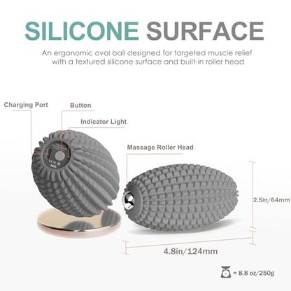 Vibrating Massage Ball with Rolling Head for Plantar Fasciitis - color: Gray