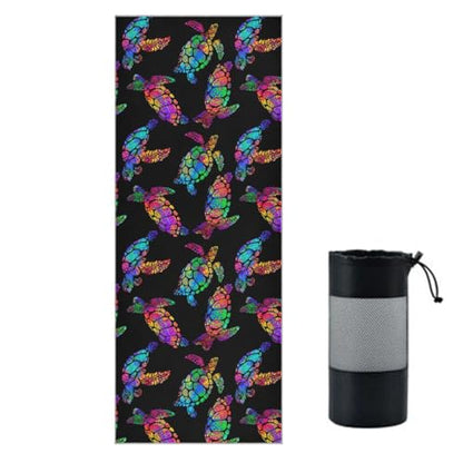Yoga Mat Towel Colorful Sea Turtles, 73" x 27" - color: Colorful Sea Turtles