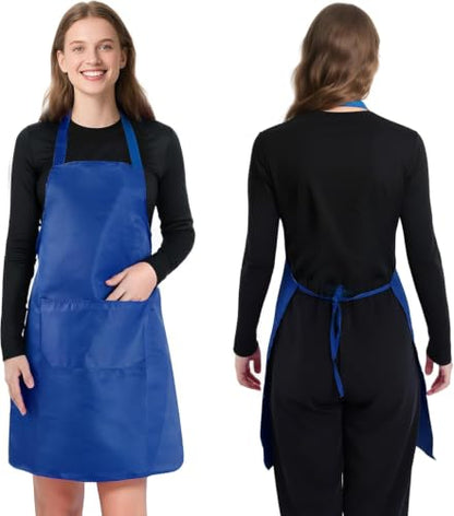 Fengek 8 Pcs Bib Apron for Unisex Colorful Kitchen Apron Bulk with 2 Roomy Pockets for Kitchen BBQ Painting Baking, Blue - color: Blue
