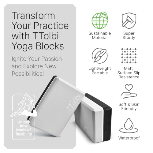 Yoga Blocks 2 Pack with Strap and Guide – Soft Non-Slip EVA Foam Blocks | High-Density Pilates Blocks for Home Workouts, Dance, Ballet, Gymnastics & Stretching Exercise, Dance Accessories and Gifts - color: Gray/Black - Stretch Band Gray