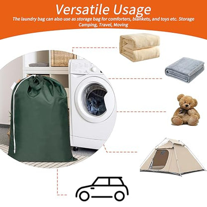 Polecasa 2 Pack Extra Heavy Duty Laundry Bag with Handles, Green, 28x36" - color: Green, size: 28" x 36" | 2 Pack