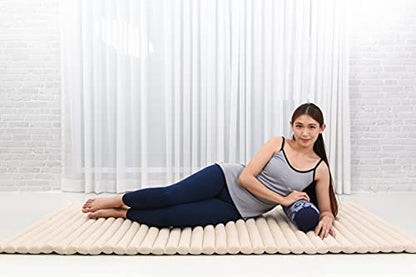 Leewadee Small Yoga Bolster – Shape-Retaining Cervical Neck Roll, Tube Pillow for Comfortable Reading, Kapok Filling, 22 x 6 x 6 inches - color: Cbt1 - Blue