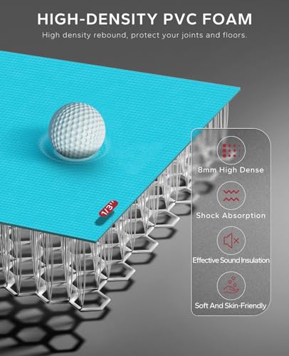 HAPBEAR Large Exercise Mat-6'x4'/7'x5'/6'x8'/6'x9'/6'x10'/6'x12'x 1/3"(8mm) - color: Lake Blue-High Density 7'×5'×⅓"