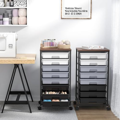SYKIARIOL Rolling Cart with Drawers,8 Drawers Utility Cart,Grey Gradient - color: Grey