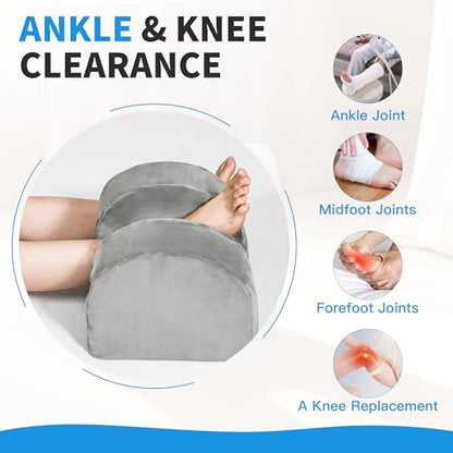 Knee Replacement Pillow for Recovery - Leg Elevation Pillow with Firm Foam for Post-Surgery Sleeping, Hip & Ankle Pain Relief & Swelling Reduction, Includes Washable Velvet Cover (Grey) - size: Single-Layer
