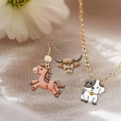 ORIGACH 14 Pcs Farm Animal Clay Cutters Set | Animal Shape Polymer Clay Cutter for Earring Making, Cow Rabbit Chicken Pig Lion Farm House Clay Cutters for Jewelry Making - style: Farm Animals