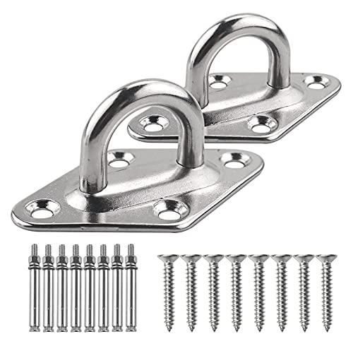 TooTaci Hammock Hooks Heavy Duty, M8 304 Stainless Steel Pad Eye - size: M8 + Screw Bolts (18pcs Kit)