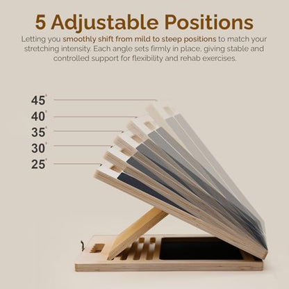 Portable Wooden Slant Board for Calf Stretching with Resistance Bands | 400 Lbs Weight Capacity Incline Board for Calf Stretcher, Calf Stretch Board for Knees Ankle Heel Feet Leg