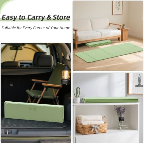 HAHE Foldable Yoga Mat 74"Lx32"Wx1/3"Thick, Folding Exercise Mats
